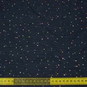 GOLDEN DOTS / navy - Cotton muslin