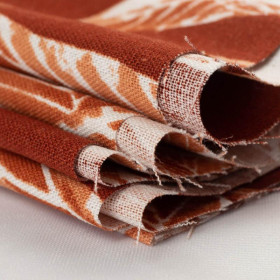 FALLING LEAVES / red - viscose + linen