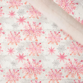 PINK SNOWFLAKES pat. 2 - nylon fabric quilted in stripes