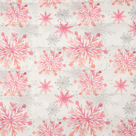 PINK SNOWFLAKES pat. 2 - nylon fabric quilted in stripes