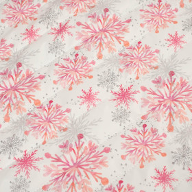 PINK SNOWFLAKES pat. 2 - nylon fabric quilted in stripes