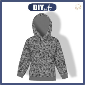 KID'S HOODIE (ALEX) - PIXELS pat. 2 / grey - sewing set