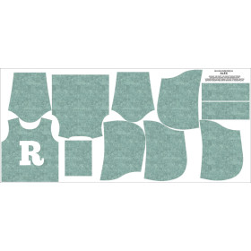 KID'S HOODIE (ALEX) - "R" / acid wash modern mint - looped knit fabric