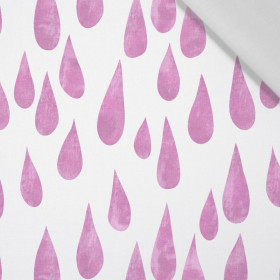 BIG DROPS ( pink ) / white  - Cotton woven fabric