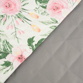 PINK ROSES / white - picnic blankets woven fabric