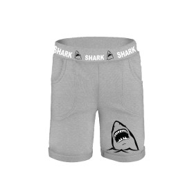 KID`S SHORTS (RIO) - SHARK / WHITE MELANGE - looped knit fabric 