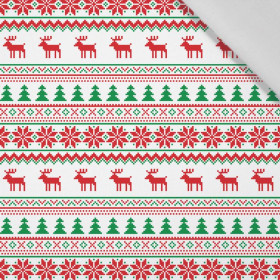 REINDEERS PAT. 2 / red- green - Cotton woven fabric