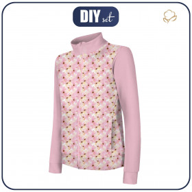 "MAX" CHILDREN'S TRAINING JACKET - PINK FLOWERS (IN THE MEADOW) - knit with short nap