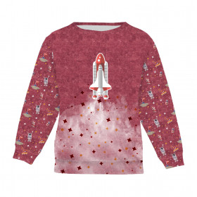 Children's tracksuit (MILAN) - SPACESHIP (SPACE EXPEDITION) / ACID WASH MAROON - sewing set