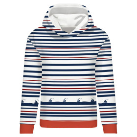 CLASSIC WOMEN’S HOODIE (POLA) - SHIPS / stripes (marine) - looped knit fabric 