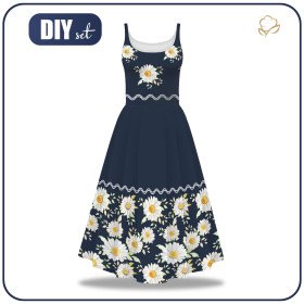 DRESS "ISABELLE" - DAISIES PAT. 2 / dark blue - sewing set