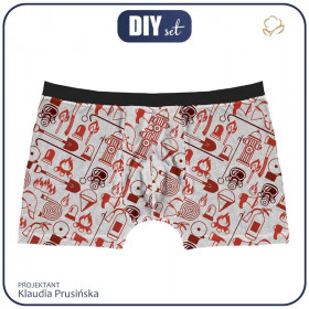 MEN'S BOXER SHORTS - FIRE BRIGADE (HOBBIES AND JOBS) - red