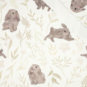 GREY BUNNIES pat. 1 (PASTEL BUNNIES) - looped knit fabric