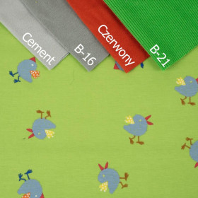 GREY BIRDS / lime - single jersey 