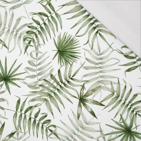 TROPICAL LEAVES pat. 3 / white (JUNGLE) - PERKAL Cotton fabric