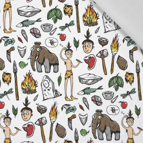 CAVEMEN / white - Cotton woven fabric