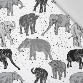 ELEPHANTS / white - Cotton woven fabric