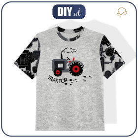 KID’S T-SHIRT- TRACTOR GREY/ melange light grey- single jersey