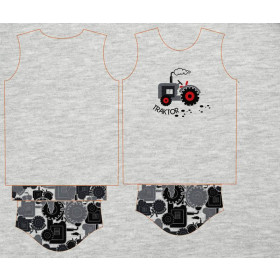 KID’S T-SHIRT- TRACTOR GREY/ melange light grey- single jersey