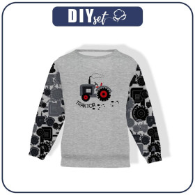 CHILDREN'S (NOE) SWEATSHIRT - TRACTOR GREY / M-01 melange light grey - looped knit fabric 