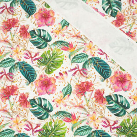 TROPICAL JUNGLE / white - single jersey with elastane 