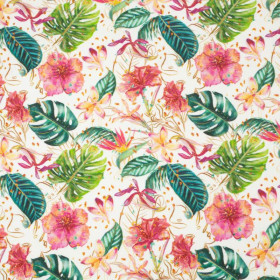 50cm TROPICAL JUNGLE / white - single jersey with elastane 