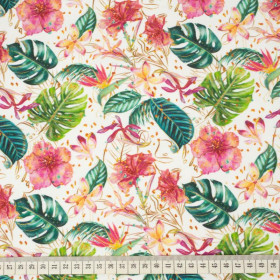 TROPICAL JUNGLE / white - single jersey with elastane 