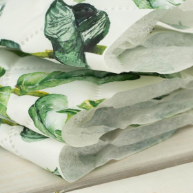 ROPICAL LEAVES MIX pat. 2 / white (JUNGLE) - Quilted nylon fabric 