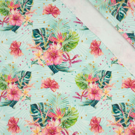 TROPICAL BOUQUET / mint - single jersey with elastane 