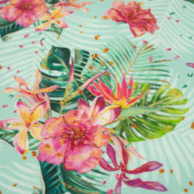 TROPICAL BOUQUET / mint - single jersey with elastane 