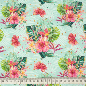 TROPICAL BOUQUET / mint - single jersey with elastane 