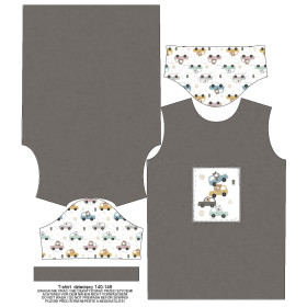 KID’S T-SHIRT - COLORFUL CARS / grey (CITY BEARS) - single jersey