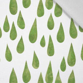BIG DROPS (green) / white  - Cotton woven fabric