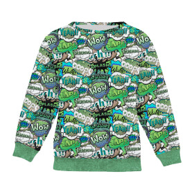 CHILDREN'S (NOE) SWEATSHIRT - COMIC BOOK (green - blue) - sewing set