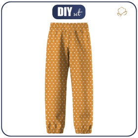 CHILDREN'S SOFTSHELL TROUSERS (YETI) - WHITE DOTS / mustard