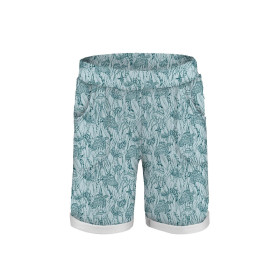 KID`S SHORTS (RIO) - TURTLES AND JELLYFISH (BLUE PLANET) - looped knit fabric 