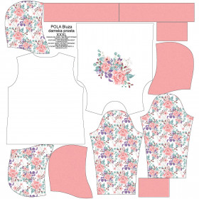 CLASSIC WOMEN’S HOODIE (POLA) - WILD ROSE FLOWERS PAT. 1 (BLOOMING MEADOW) - looped knit fabric