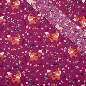 FOXES (wreaths) / fuchsia - POPLIN 100% cotton 