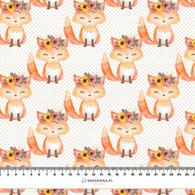 FOXES AND DOTS / white (FOXES AND PUMPKINS) - Waterproof woven fabric