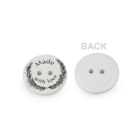 Wooden button Made with love 23mm - white