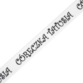 Grosgrain tape "CÓRECZKA TATUSIA" - 30mm - white