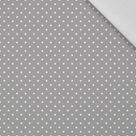 40cm WHITE DOTSIES / grey - Cotton woven fabric