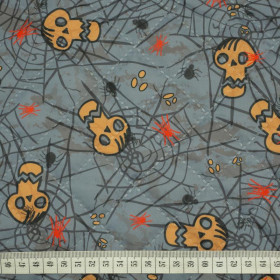 HALLOWEEN WEB SKULL - Quilted nylon fabric 