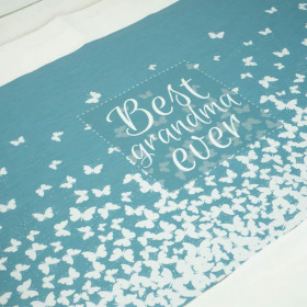 Best grandma ever/ butterflies- Cotton woven fabric panel (50cmx75cm)