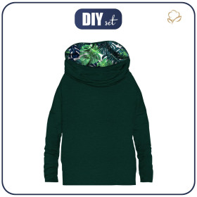 SNOOD SWEATSHIRT (FURIA) - MELANGE BOTTLE GREEN / MONSTERA 2.0 - sewing set