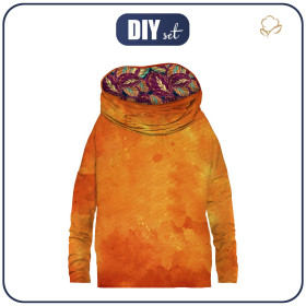 SNOOD SWEATSHIRT (FURIA) - ORANGE SPECKS / purple leaves - sewing set