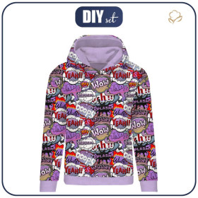 CLASSIC WOMEN’S HOODIE (POLA) - COMIC BOOK (purple - red) - looped knit fabric 