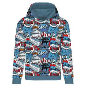 CLASSIC WOMEN’S HOODIE (POLA) - COMIC BOOK (blue - red) - looped knit fabric 