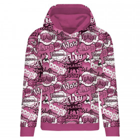 CLASSIC WOMEN’S HOODIE (POLA) - COMIC BOOK (pink) - looped knit fabric 