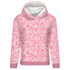 CLASSIC WOMEN’S HOODIE (POLA) - PIXELS pat. 2 / pink - looped knit fabric 